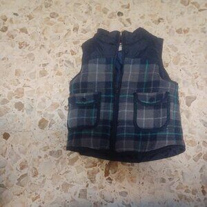 Genuine Kids Oshkosh Quilted Vest 4T Blue & Gray Plaid